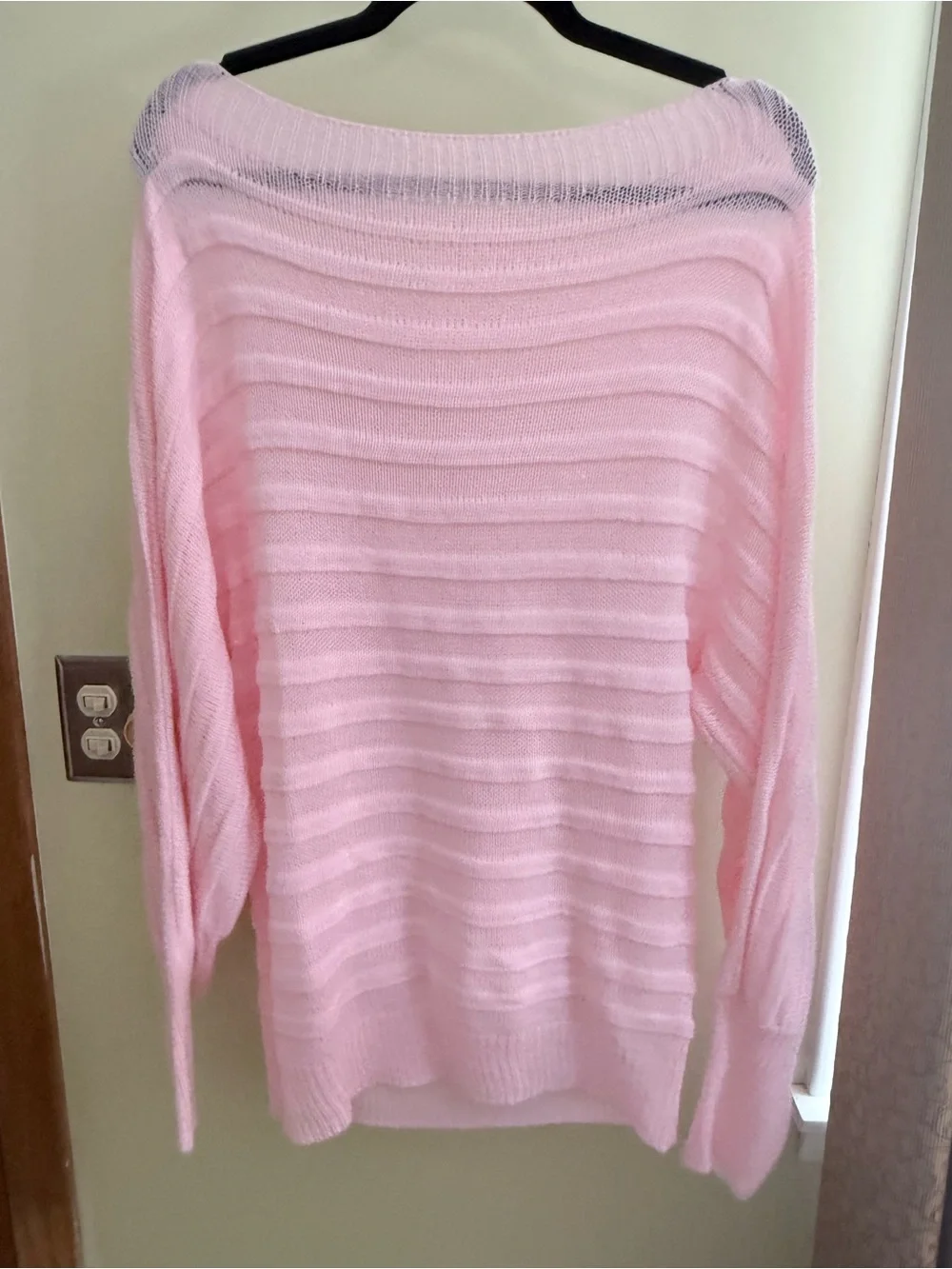 Light Pink Off-the-Shoulder Ribbed Sweater